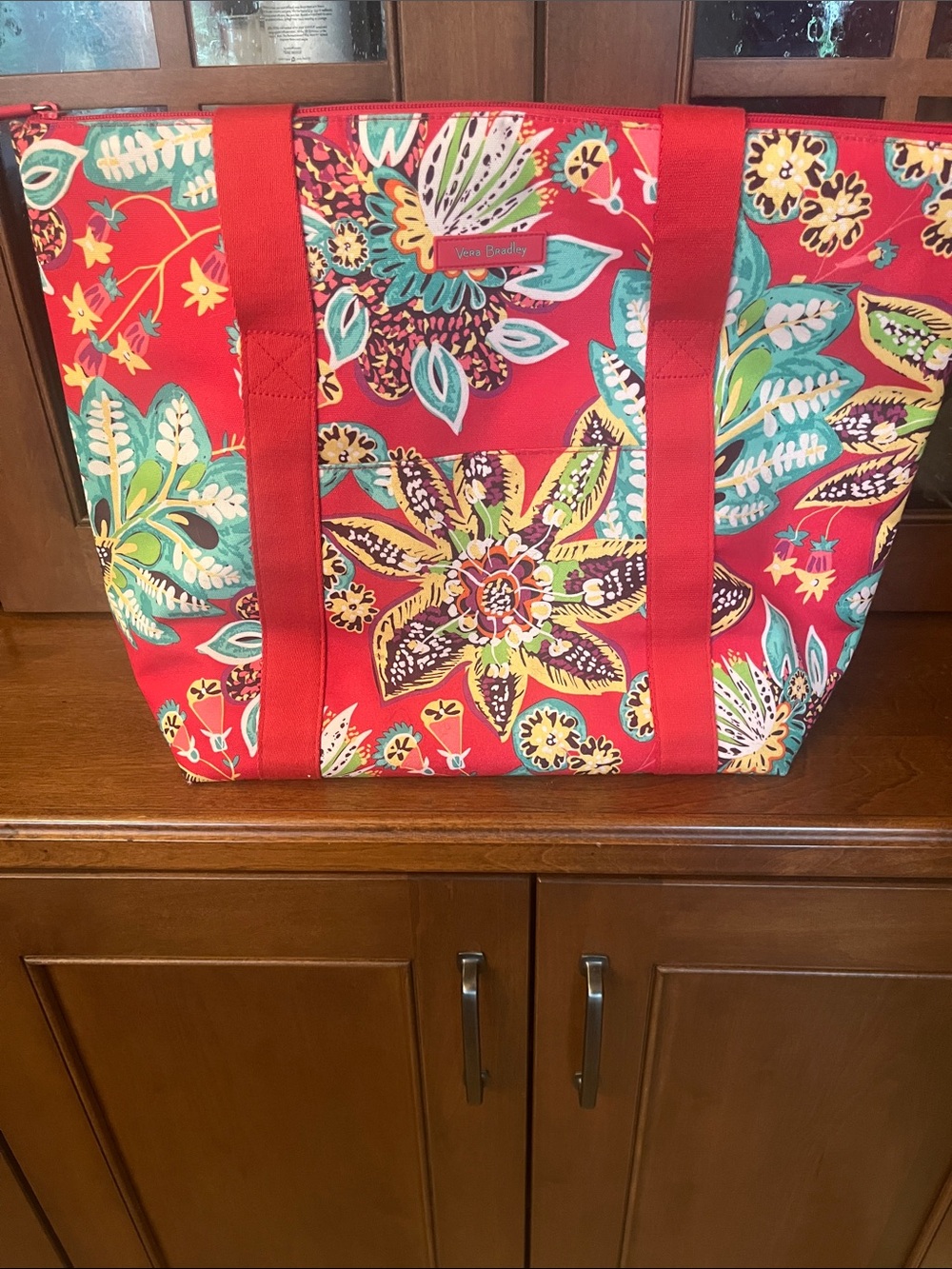 Vera Bradley Red Floral Print Canvas Cooler